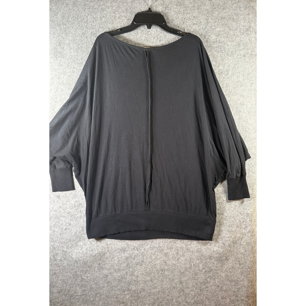 DKNY Jeans‎ Womens Black Crochet Lace Neck Dolman Sleeve Blouson Top Large - Picture 9 of 10